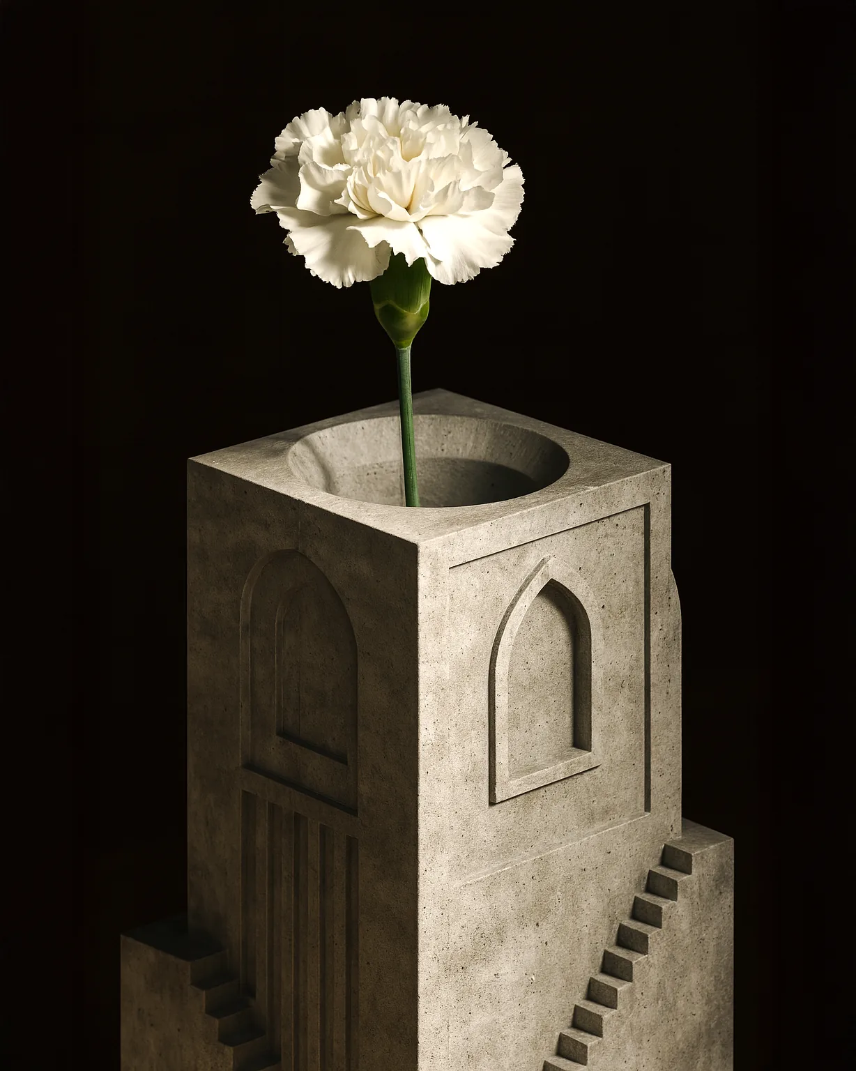 Casted cement vase