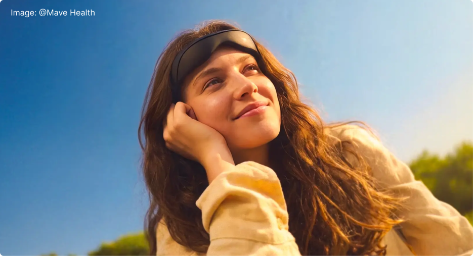 Person wearing the Mave tDCS headset