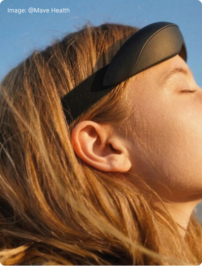 Mave headset worn in profile