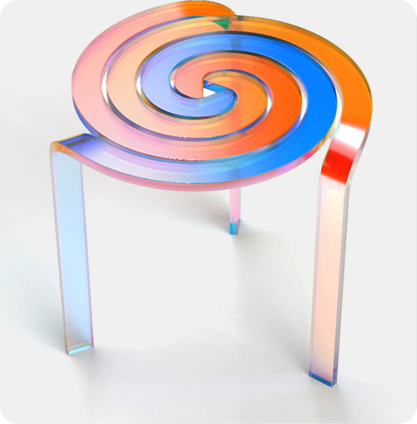 Colourful translucent spiral stool concept