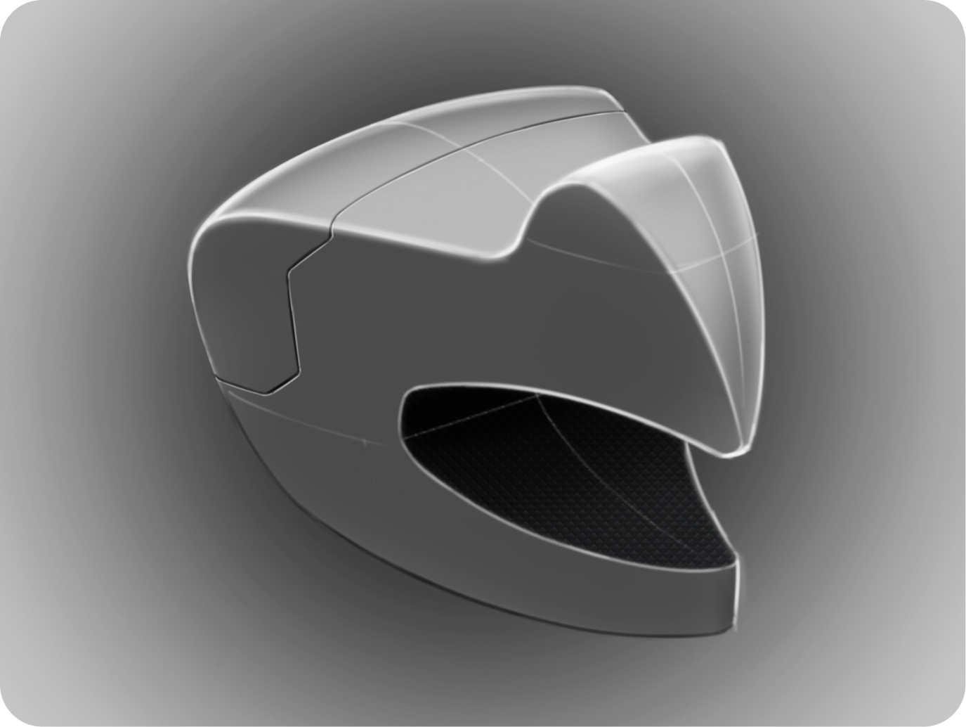 Dark digital sketch exploring a curved product form
