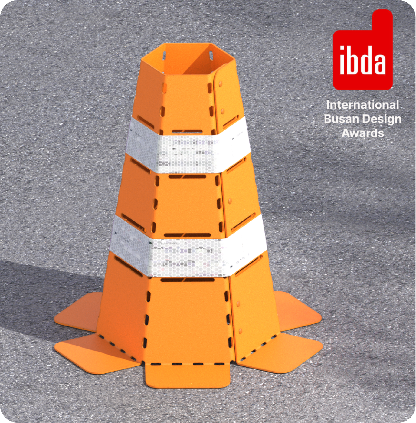 Orange and reflective sheet-metal traffic cone concept