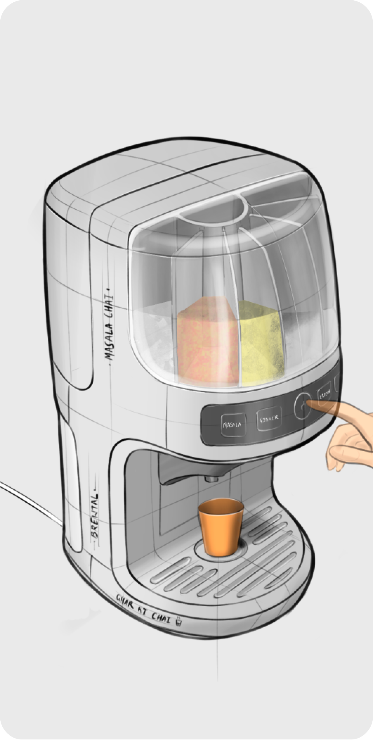 Chaimaker concept sketch and product rendering