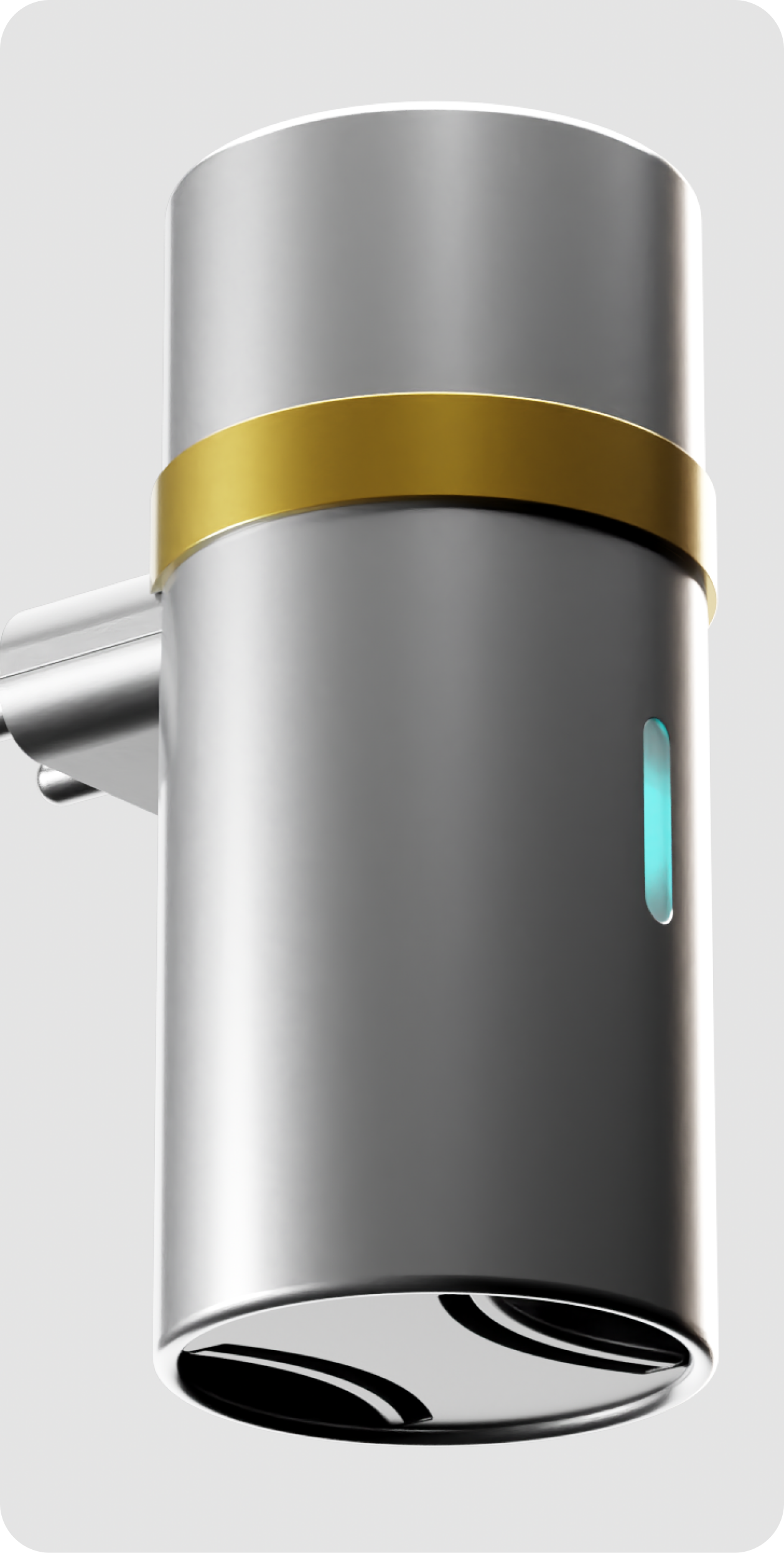 Tall cylindrical Phool resin burner with a metallic finish