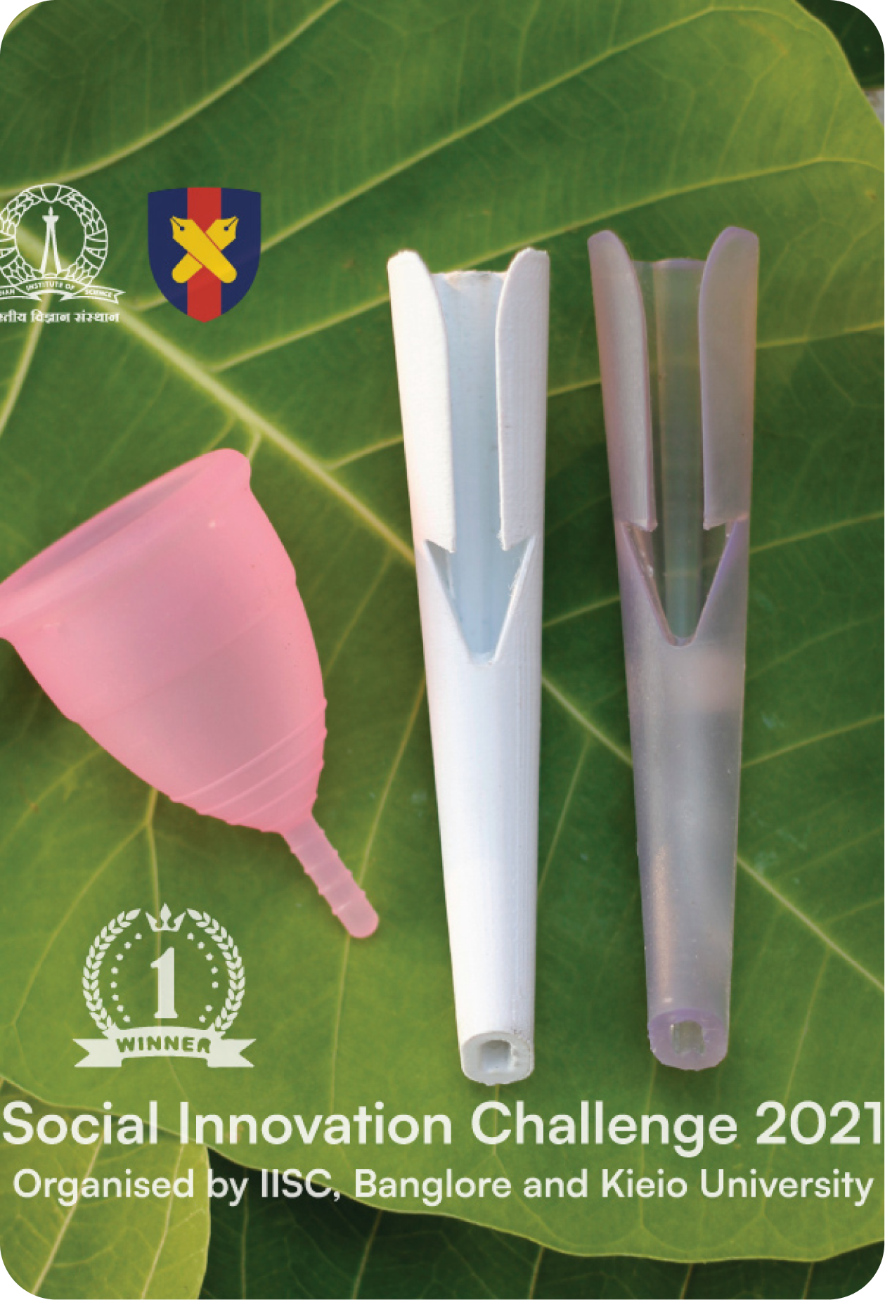 Aasha cup applicator concepts presented on a leaf