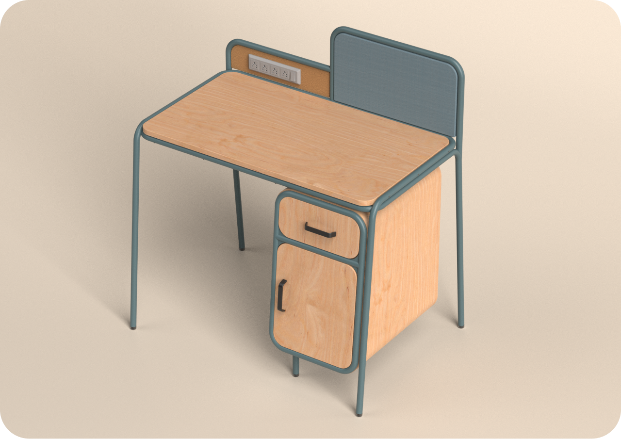 Compact modular wooden study table