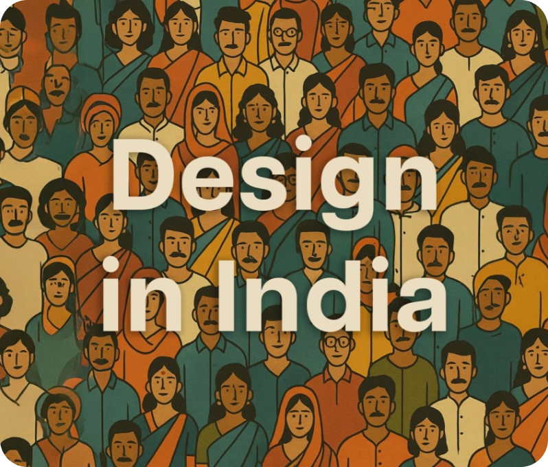 Illustrated crowd with the words Design in India