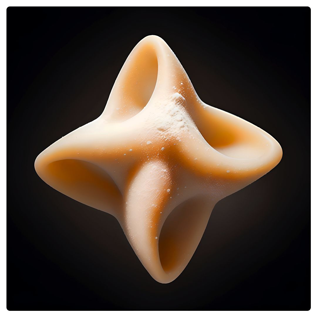 The shuriken-shaped pasta from a third angle
