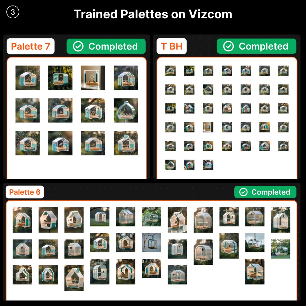 Three custom image palettes trained in Vizcom