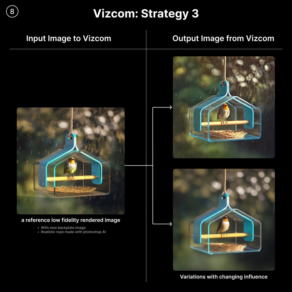 Vizcom variations made from low-fidelity renders at two camera angles